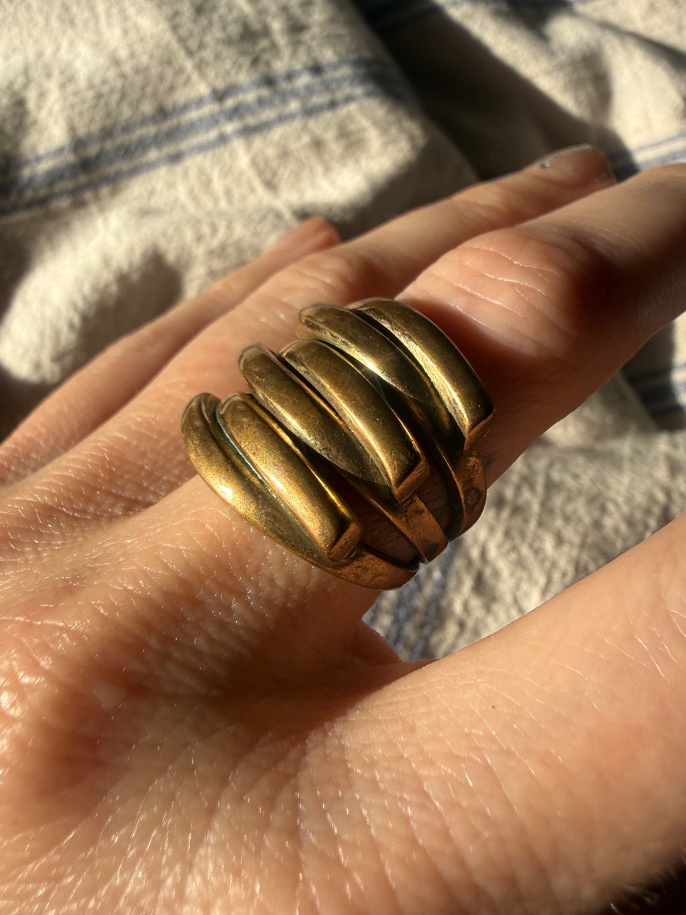 Vintage artist made New Mexico Brass Statement Ring handcrafted cocktail ring